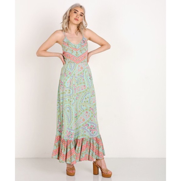 Spell City Lights Strappy Maxi in Sage - Picture 2 of 10
